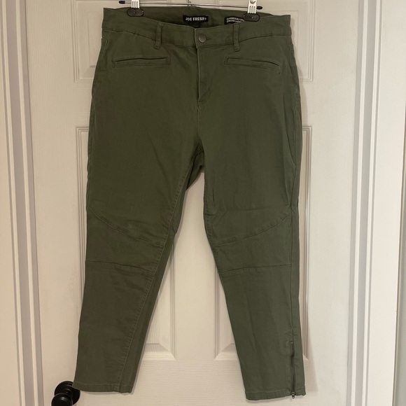 Army Green Jeans with Zipper Detail - Picture 1 of 3